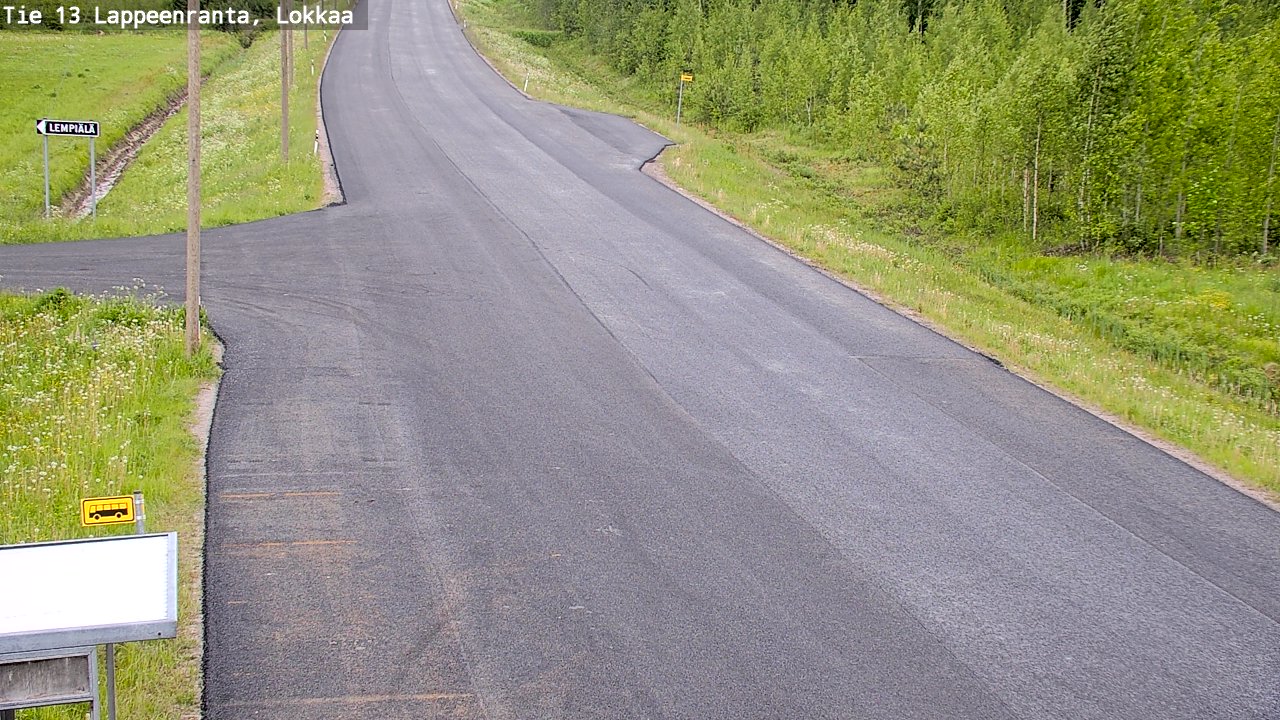 Weather Camera Image Road 13 Lokkaa straight, Lappeenranta, Etelä-Karjala