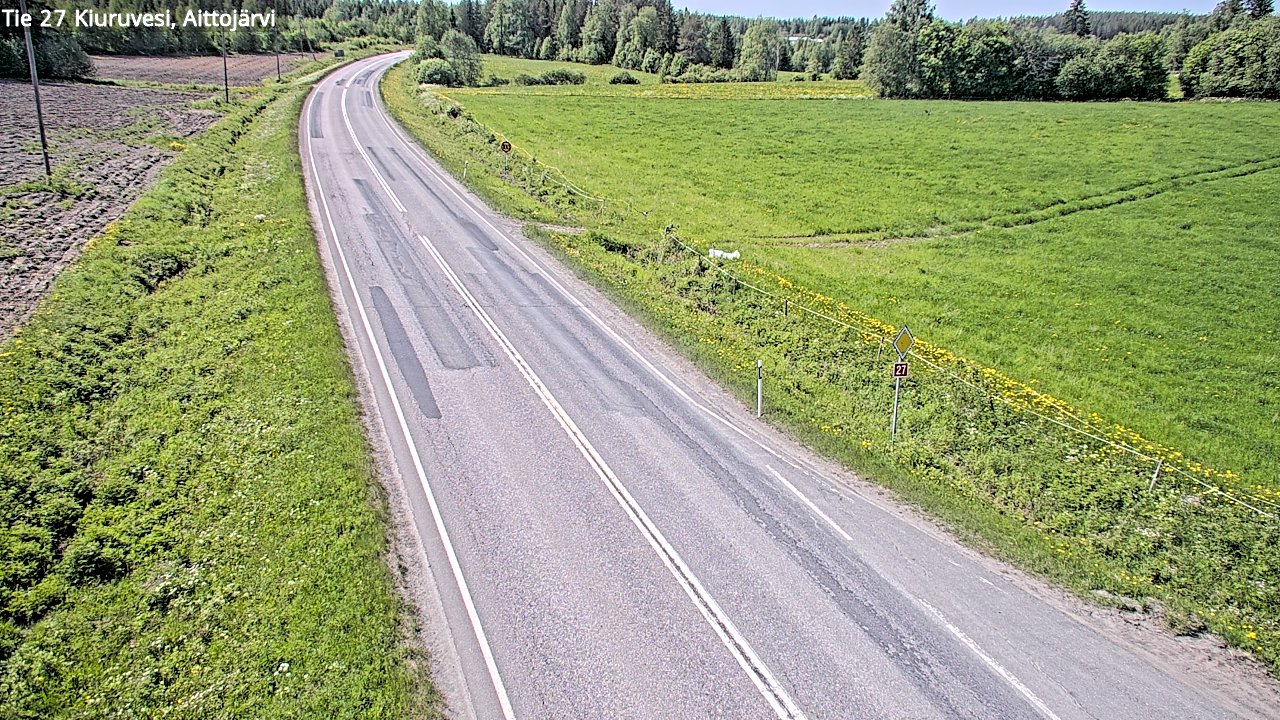 Weather Camera Image Väg 27 Kiuruvesi, Aittojärvi, Kiuruvesi, Pohjois-Savo