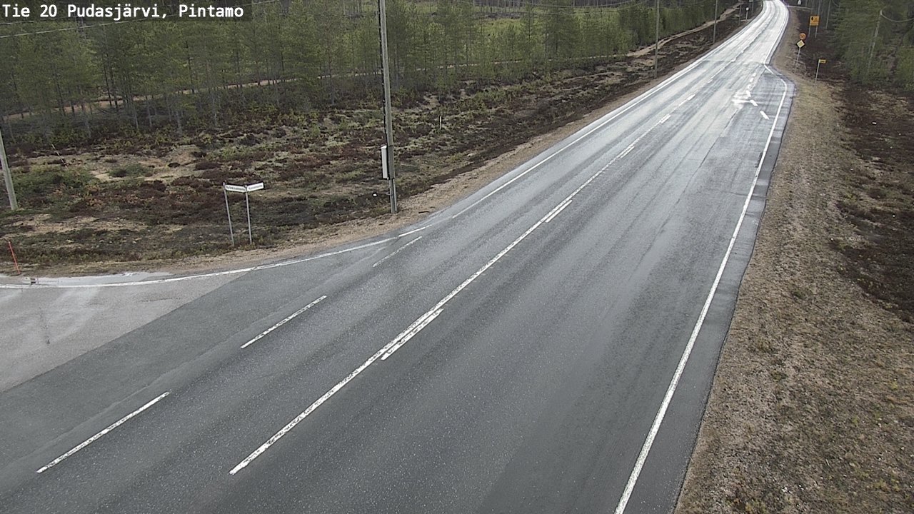 Weather Camera Image Road 20 Pudasjärvi, Pintamo, Pudasjärvi, Pohjois-Pohjanmaa