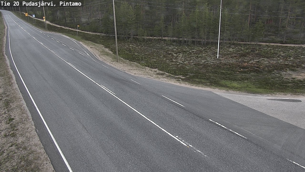 Weather Camera Image Road 20 Pudasjärvi, Pintamo, Pudasjärvi, Pohjois-Pohjanmaa