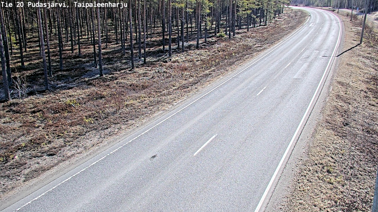 Weather Camera Image Väg 20 Pudasjärvi, Taipaleenharju, Pudasjärvi, Pohjois-Pohjanmaa